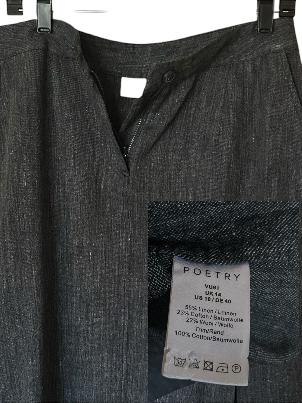 Women’s POETRY Textured Linen Wool Midi Skirt